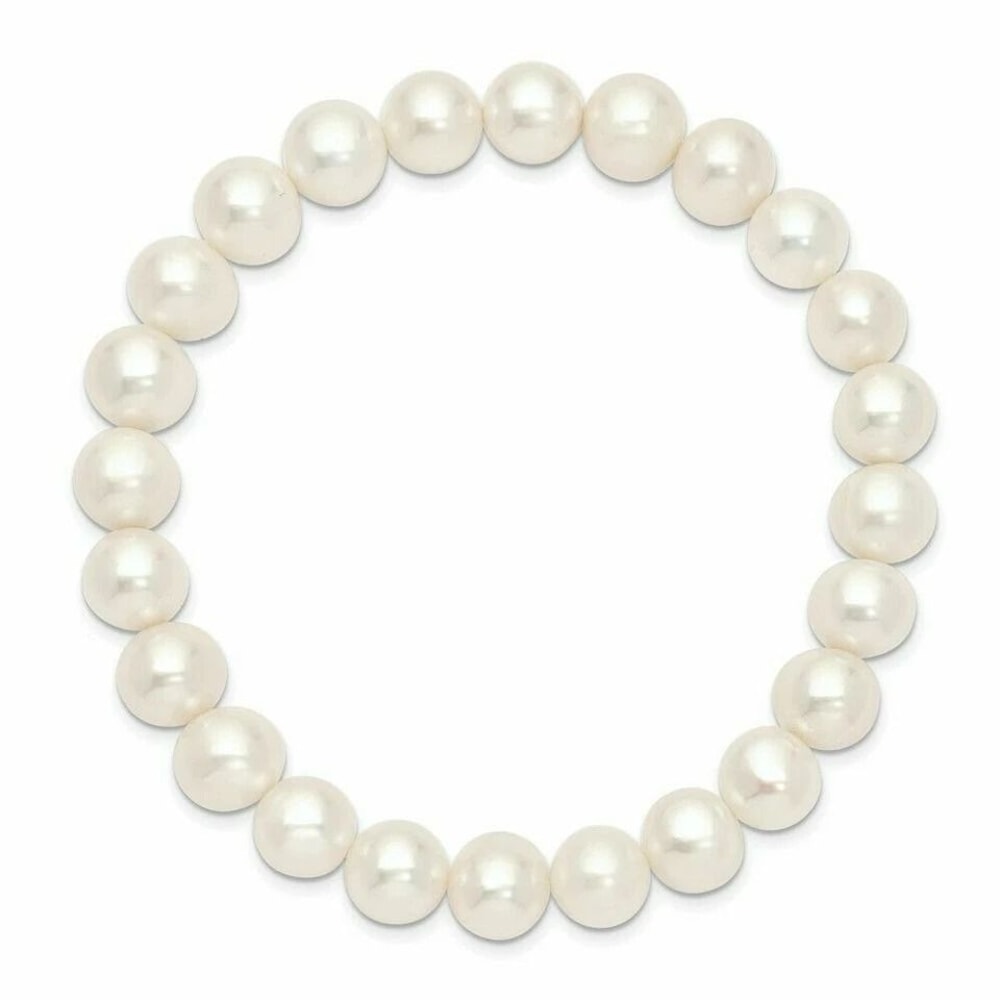 Freshwater Pearl Stretch Bracelet For Women White Genuine Pearls With Crystal Beads 1