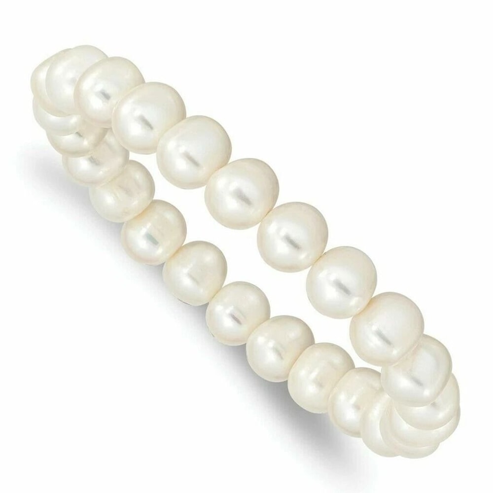 Freshwater Pearl Stretch Bracelet For Women White Genuine Pearls With Crystal Beads 2