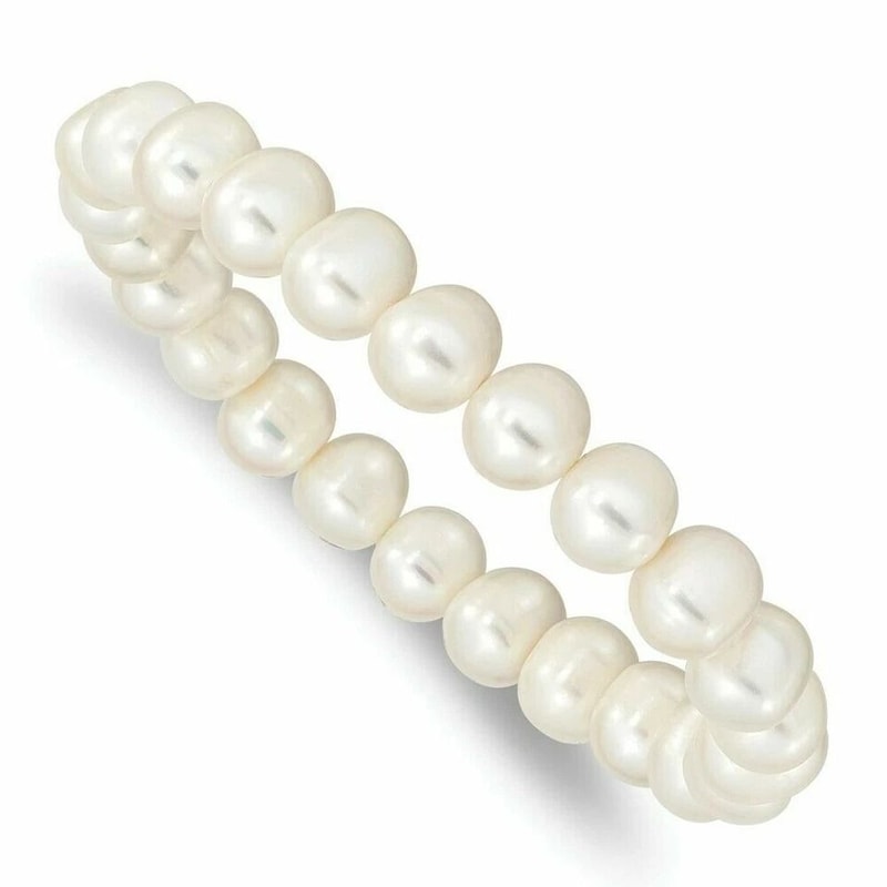Freshwater Pearl Stretch Bracelet For Women White Genuine Pearls With Crystal Beads 2