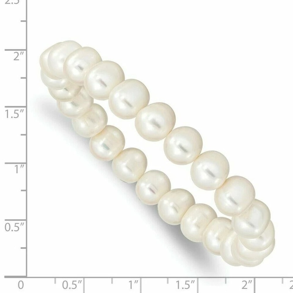 Freshwater Pearl Stretch Bracelet For Women White Genuine Pearls With Crystal Beads 3