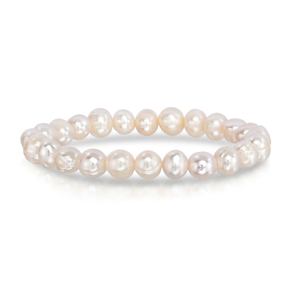 Freshwater Pearl Stretch Bracelet For Women White Genuine Pearls With Crystal Beads 0