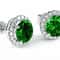 Sterling Silver Round Lab Created Emerald And White Topaz Halo Stud Earrings 0