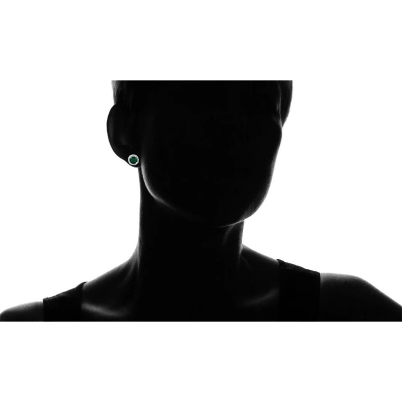 Sterling Silver Round Lab Created Emerald And White Topaz Halo Stud Earrings 1