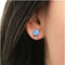Blue Fire Opal Stud Earrings Sterling Silver 6mm Round For Women Genuine Ethiopian Opal Classic Des 3
