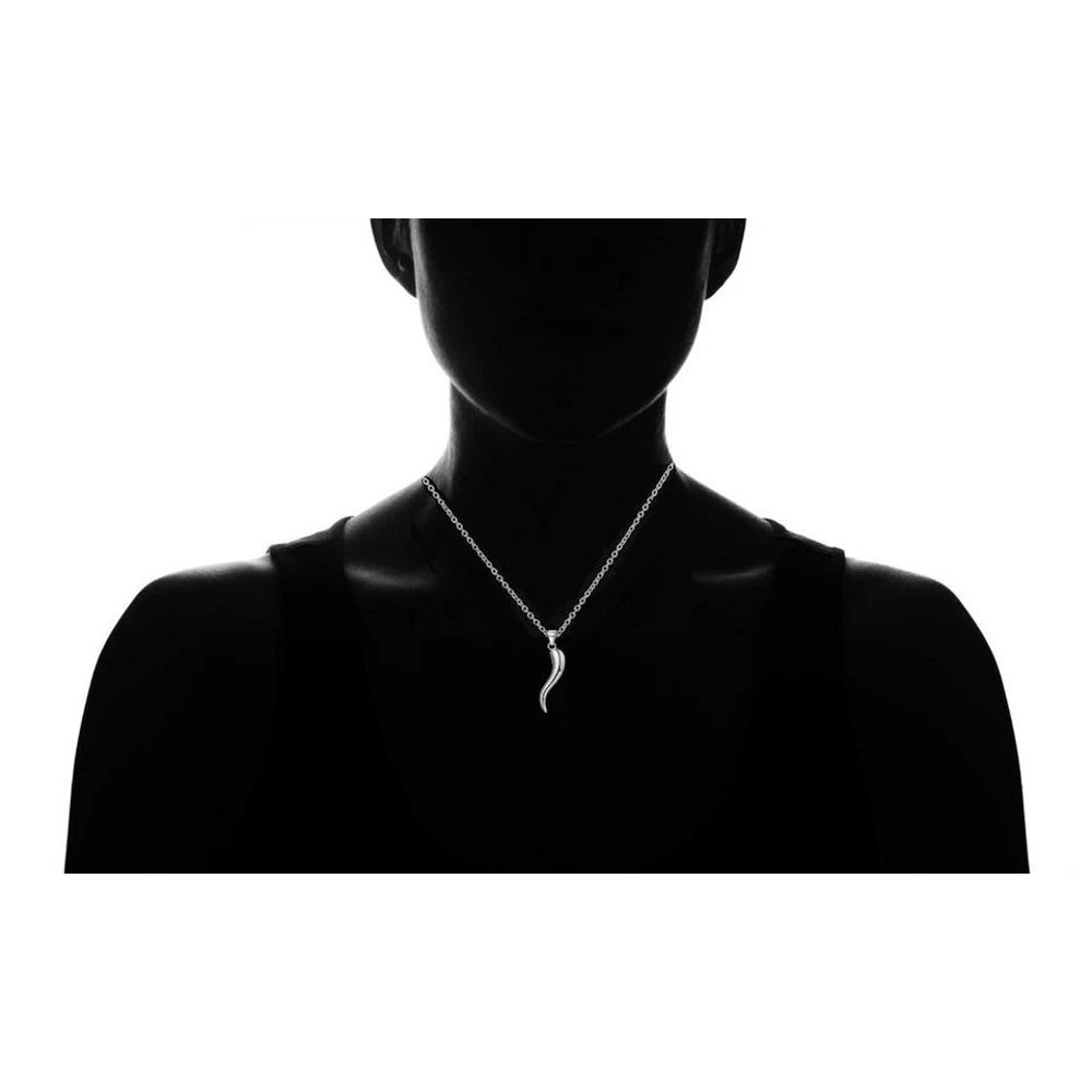 Sterling Silver Cornicello Horn Necklace Rose Plated Cable Chain Sterling Silver Pendant 3