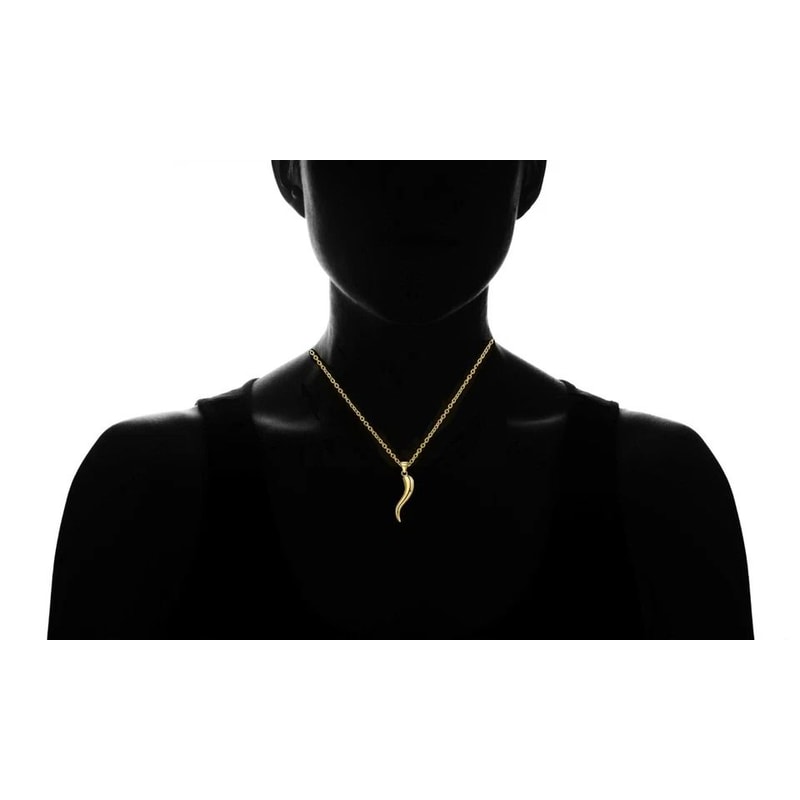 Sterling Silver Cornicello Horn Necklace Rose Plated Cable Chain Sterling Silver Pendant 4