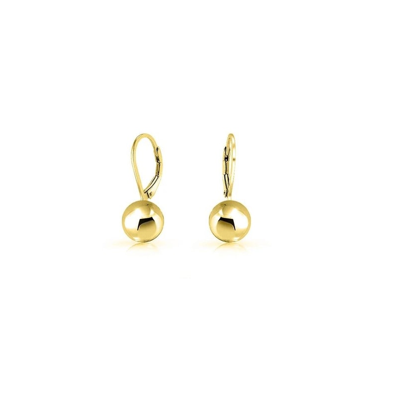 Sterling Silver Leverback Ball Earrings Drop Dangle 18k GoldRose Gold Plated 1
