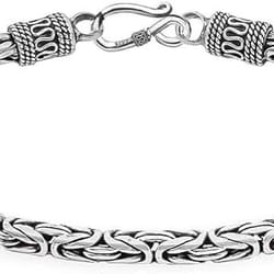 oxidized sterling silver byzantine chain bracelet, 6mm width, hook clasp, unisex bracelet