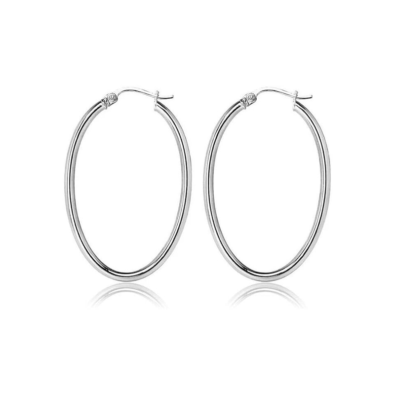 Oval Hoop Earrings Made In Italy Thick Sterling Silver 1