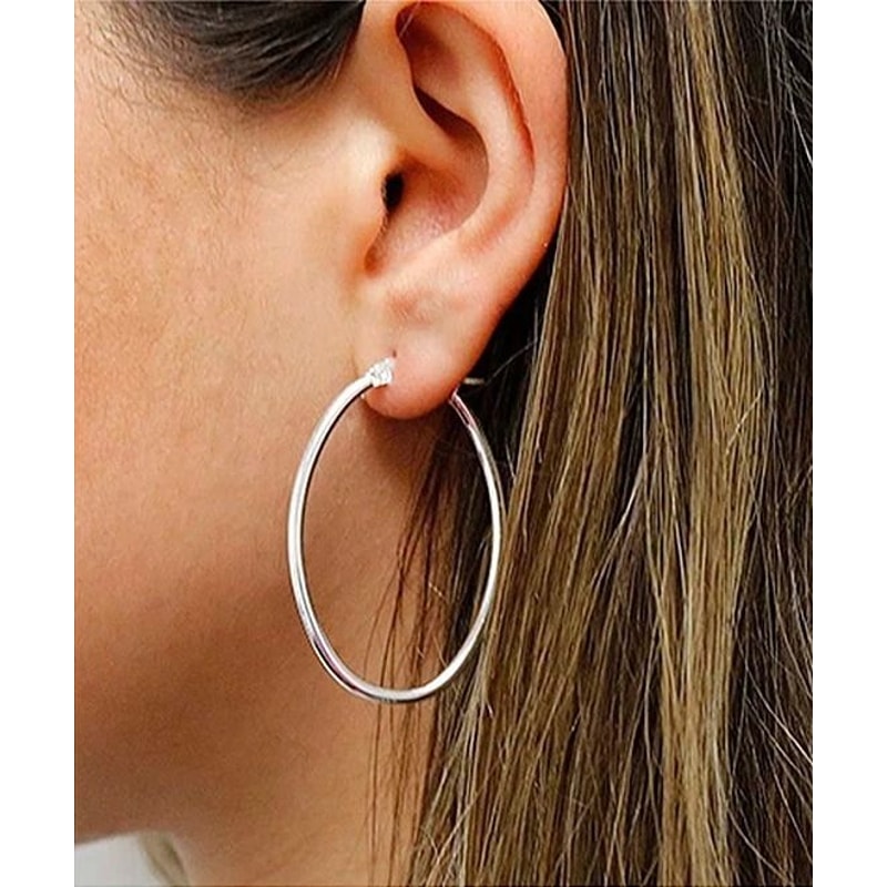 Oval Hoop Earrings Made In Italy Thick Sterling Silver 2
