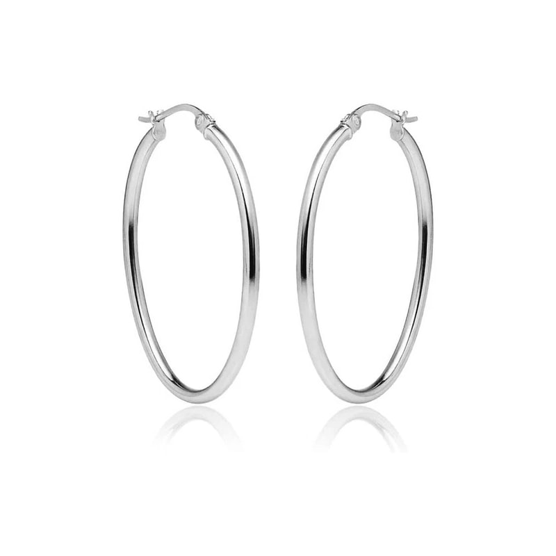 Oval Hoop Earrings Made In Italy Thick Sterling Silver 4