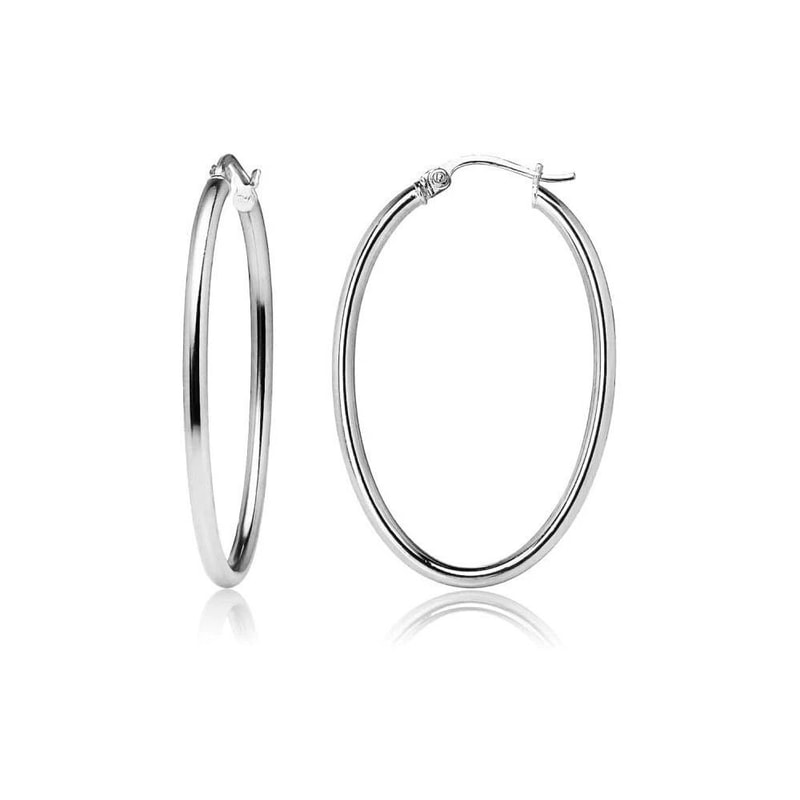 Oval Hoop Earrings Made In Italy Thick Sterling Silver 0