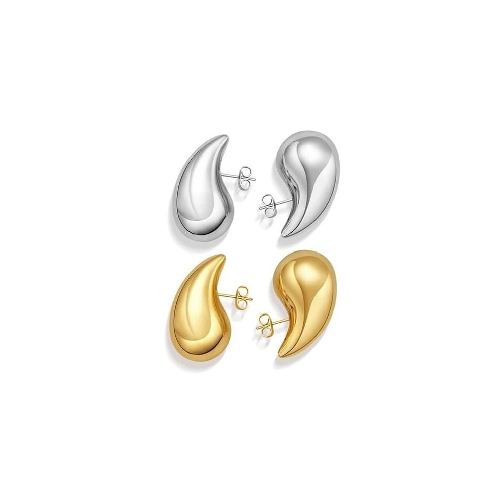 Chunky Teardrop Hoop Earrings Sterling Silver Gold Earrings Stylish Silver And Gold Hoops For Women 2