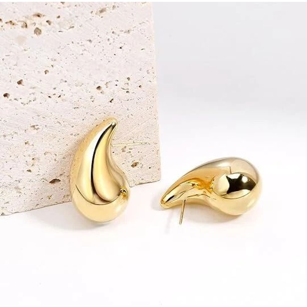 Chunky Teardrop Hoop Earrings Sterling Silver Gold Earrings Stylish Silver And Gold Hoops For Women 0