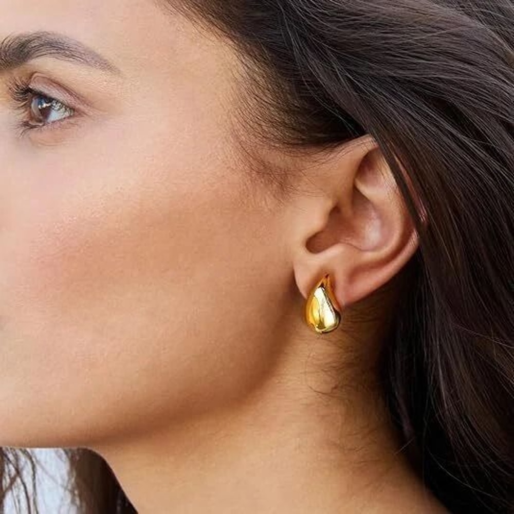 Chunky Teardrop Hoop Earrings Sterling Silver Gold Earrings Stylish Silver And Gold Hoops For Women 12