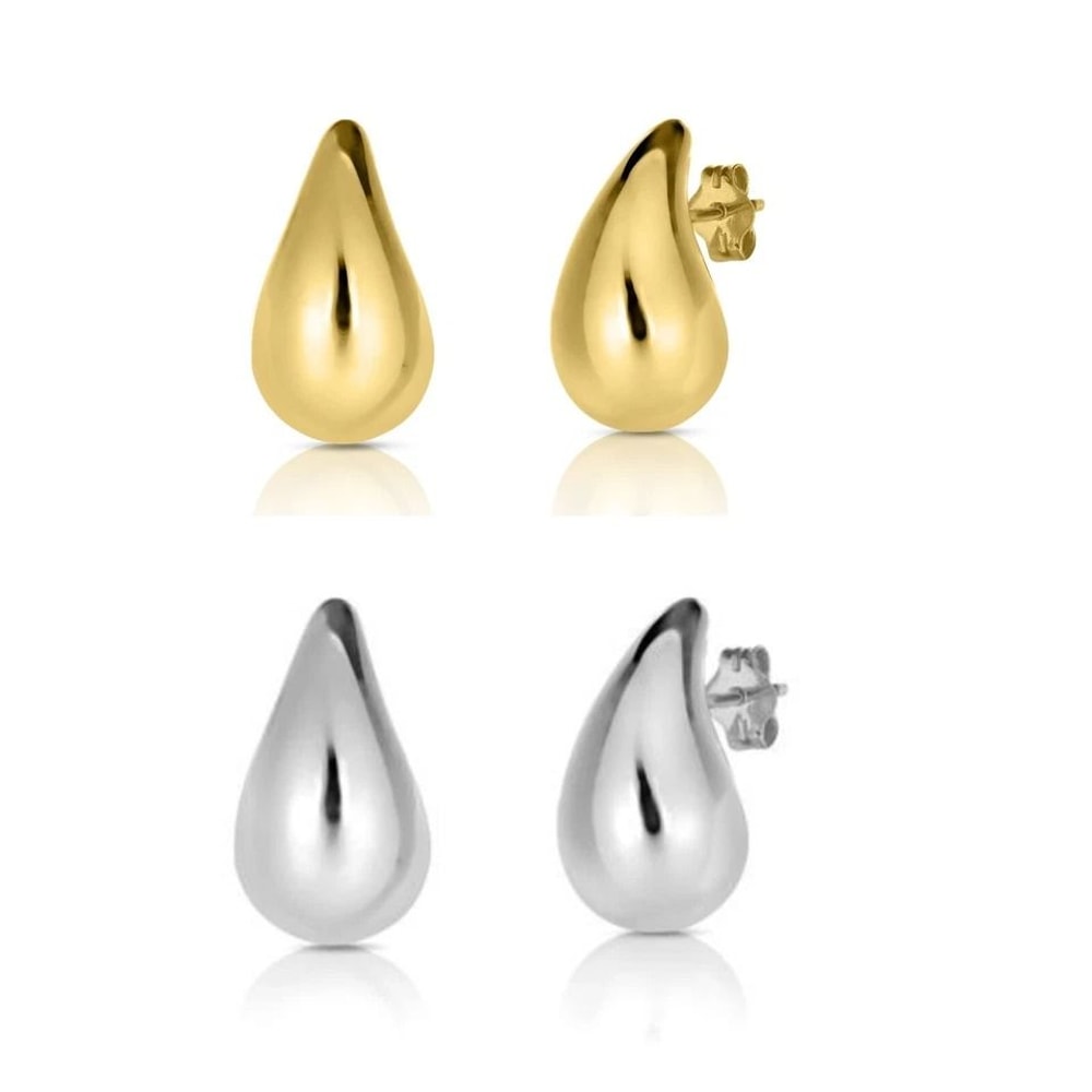 Chunky Teardrop Hoop Earrings Sterling Silver Gold Earrings Stylish Silver And Gold Hoops For Women 3