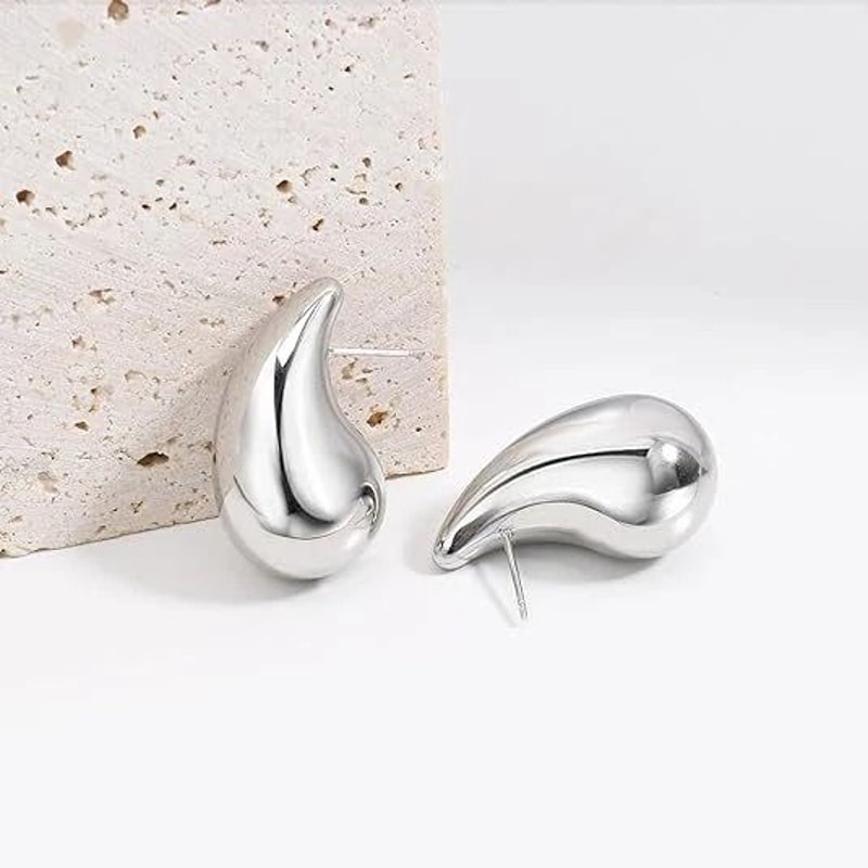 Chunky Teardrop Hoop Earrings Sterling Silver Gold Earrings Stylish Silver And Gold Hoops For Women 1