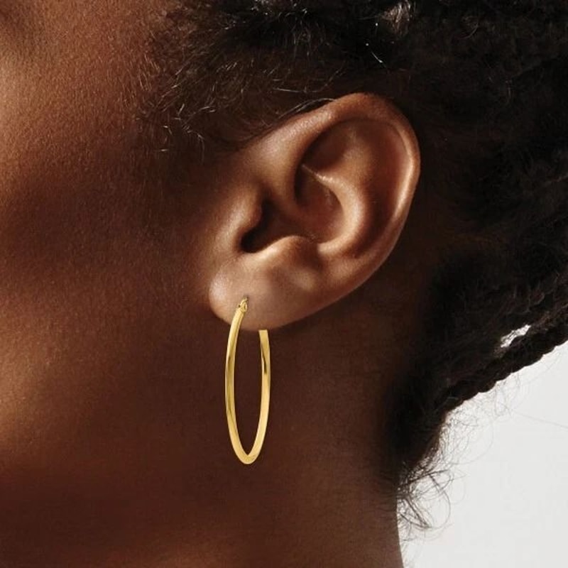 Gold Plated Thick Sterling Silver Gold Oval French Lock Hoop EarringsThickness 1