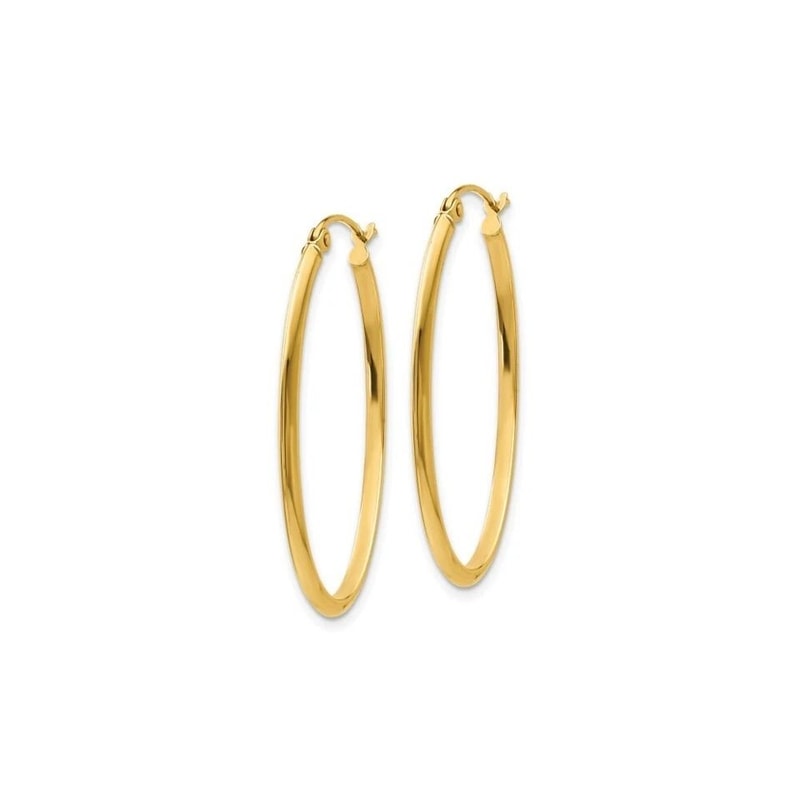 Gold Plated Thick Sterling Silver Gold Oval French Lock Hoop EarringsThickness 2