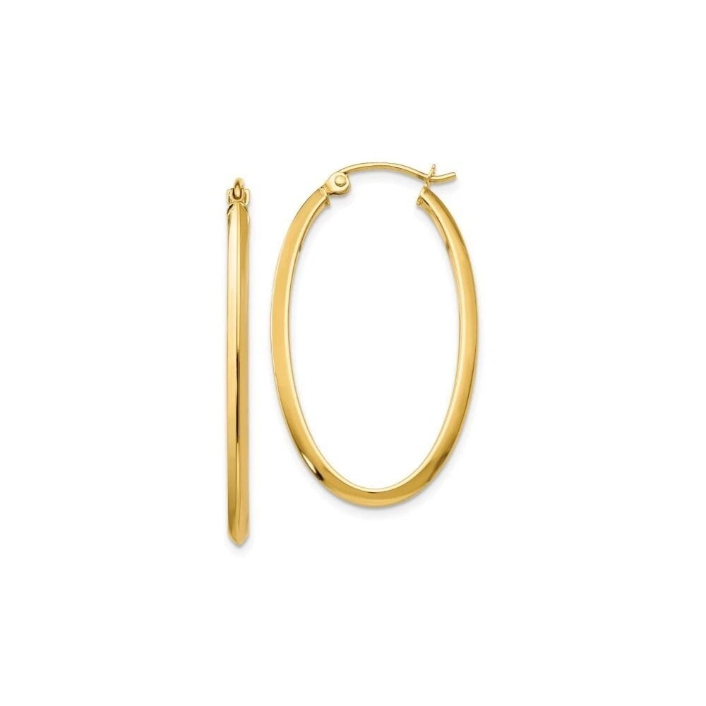 Gold Plated Thick Sterling Silver Gold Oval French Lock Hoop EarringsThickness 0