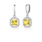 Sterling Silver Princess Cut Halo Leverback Earrings Yellow White Topaz Cubic Zirconia Drop Dangl 0
