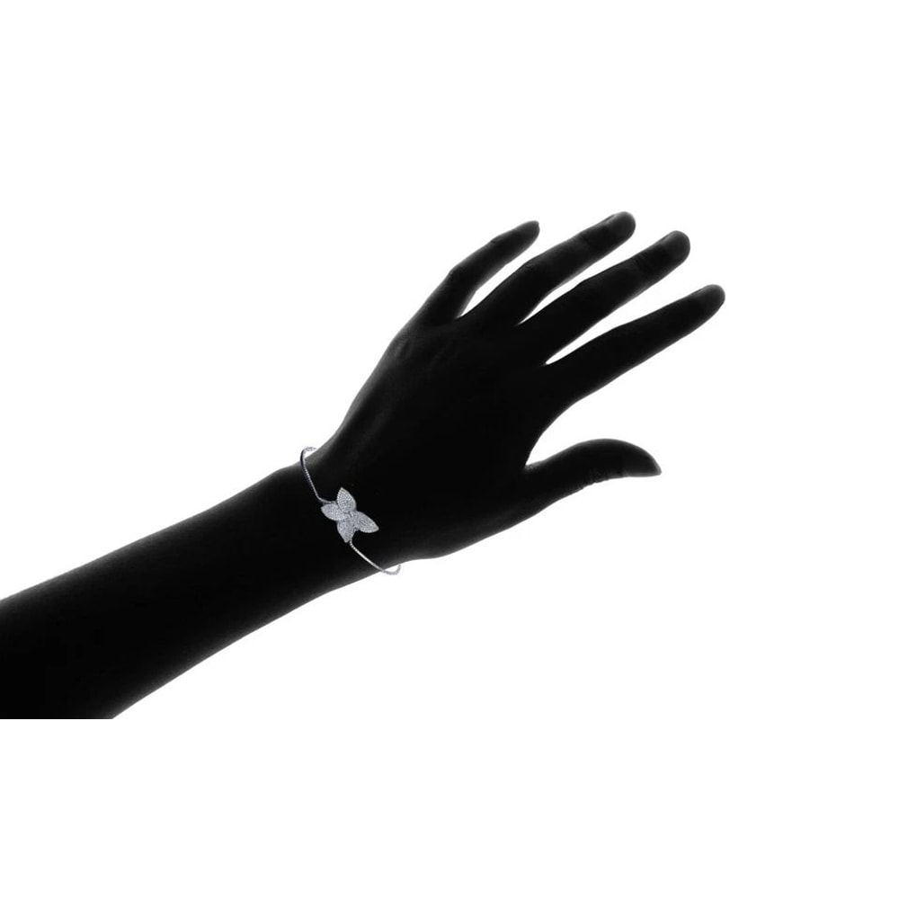 Sterling Silver Plated Womens Bracelet Adjustable Bolo Butterfly Design With CZ Gold Plated 2