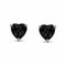 Black Heart Stud Earrings For Women Solid Sterling Silver HeartShaped Black Gemstone 0
