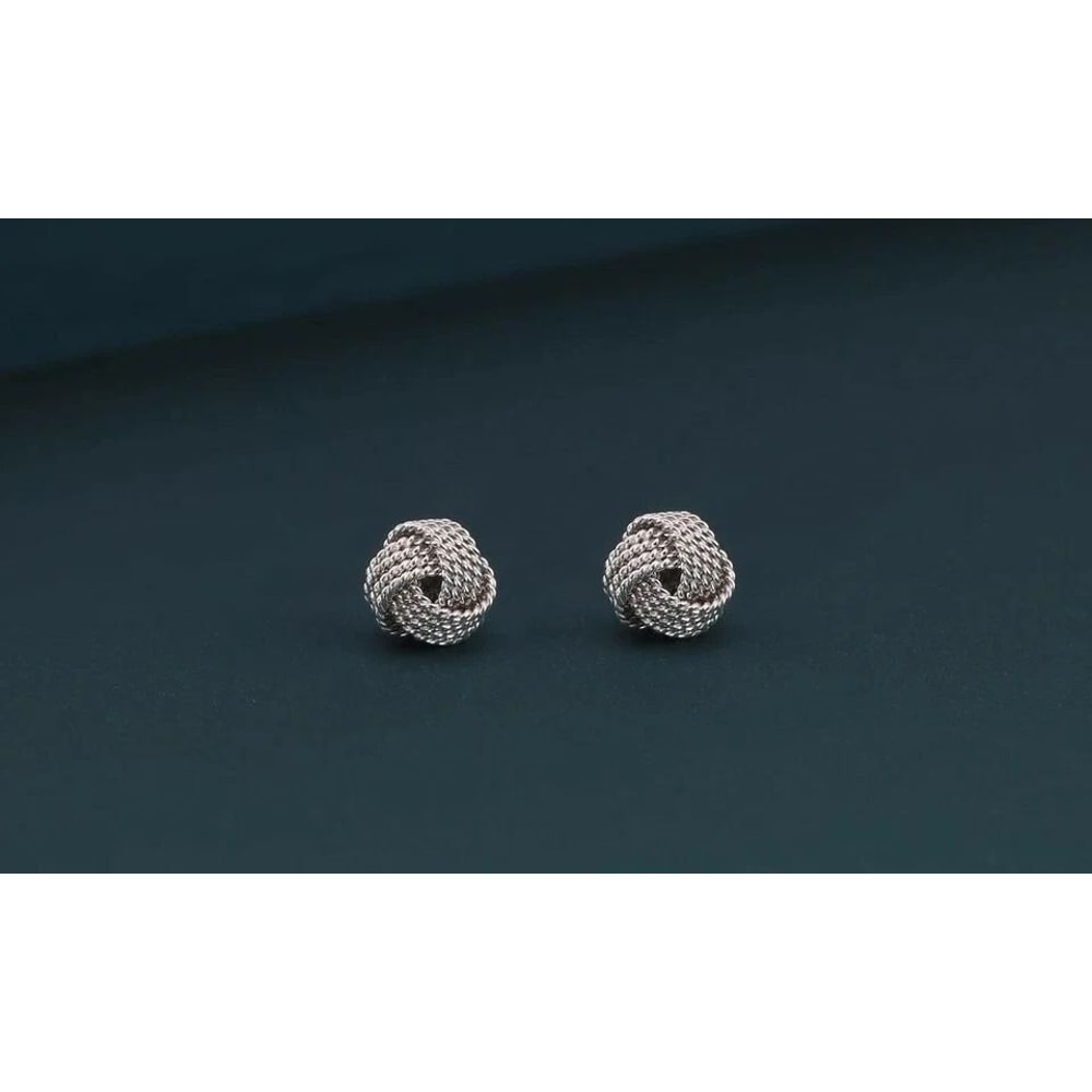 Sterling Silver Love Knot Diamond Cut Stud Earrings For Women AntiTarnish Jewelry Ideal Gift For We 2