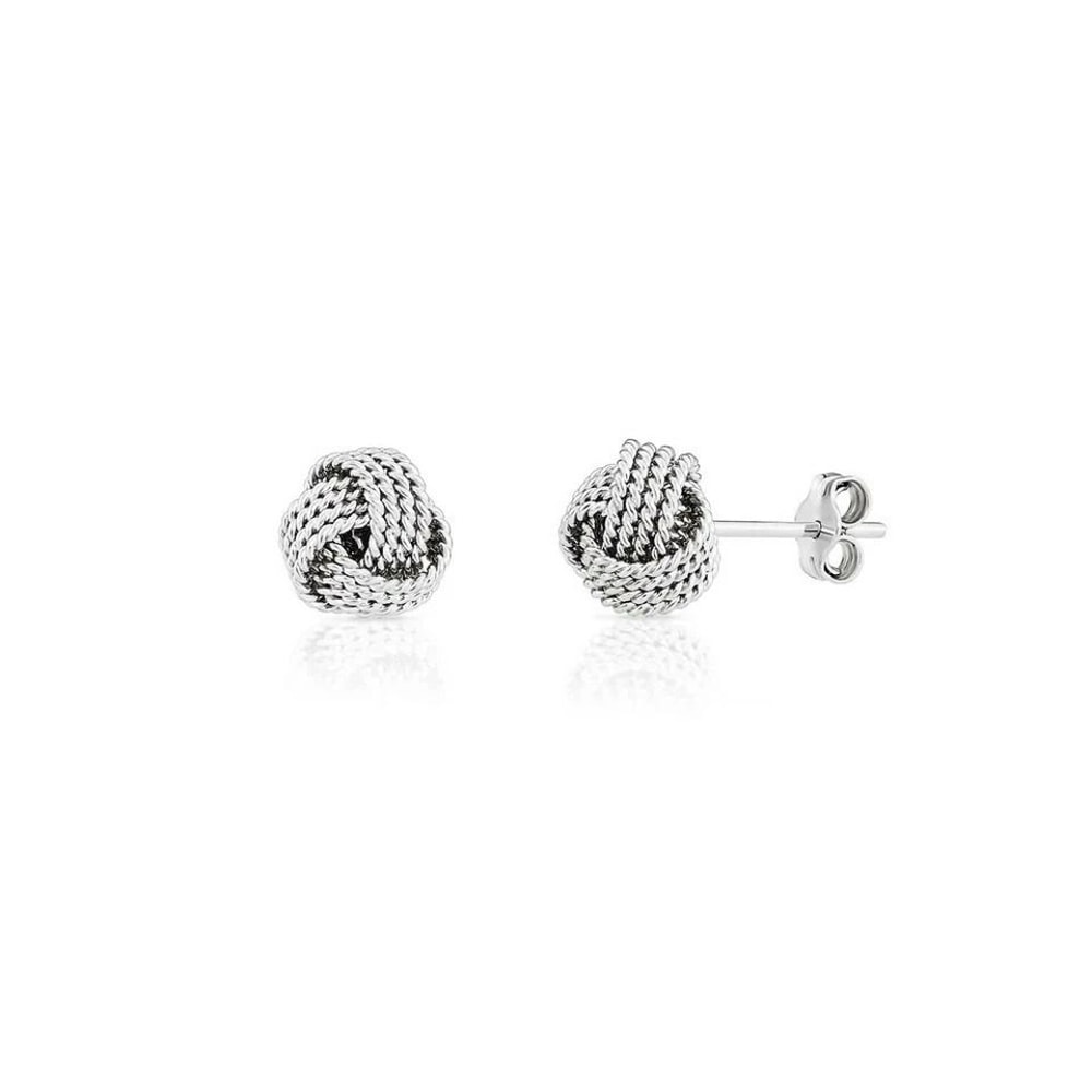 Sterling Silver Love Knot Diamond Cut Stud Earrings For Women AntiTarnish Jewelry Ideal Gift For We 4
