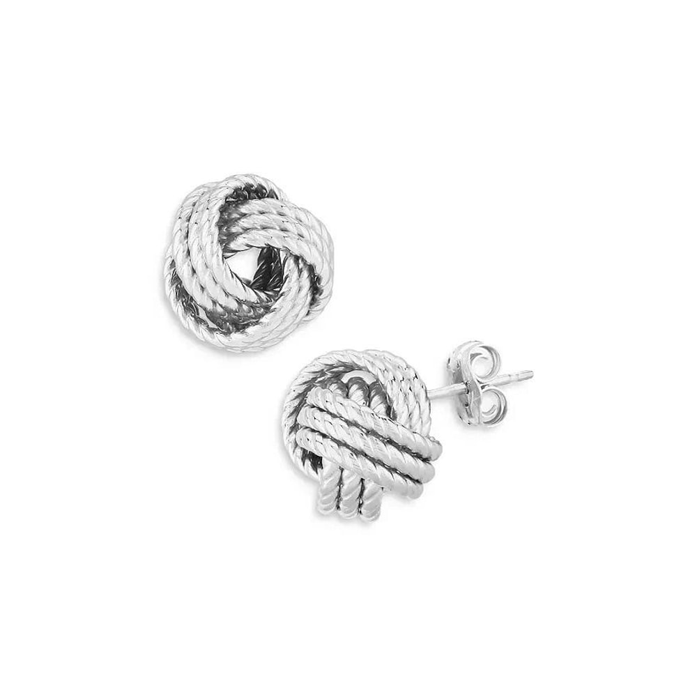 Sterling Silver Love Knot Diamond Cut Stud Earrings For Women AntiTarnish Jewelry Ideal Gift For We 5