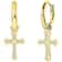 Men Women Gold Plated CZ Cross Leverback Huggie Hoop Drop Earrings 3