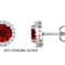 Sterling Silver Halo Stud Earrings For Women Red Emerald And White Topaz RoundCut Studs 2