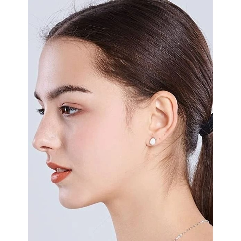 Fire Opal Oval Cut Stud Earrings For Women Solid Sterling Silver 1