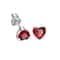 Solid Sterling Silver Red Heart CZ Stud Earrings Cubic Zirconia 1