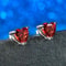 Solid Sterling Silver Red Heart CZ Stud Earrings Cubic Zirconia 6