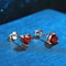 Solid Sterling Silver Red Heart CZ Stud Earrings Cubic Zirconia 7