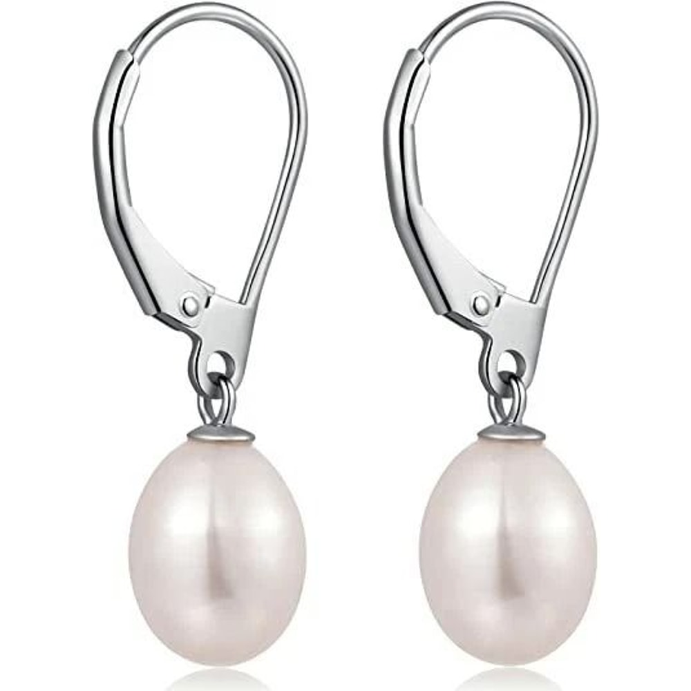 Freshwater Pearls Earrings Sterling Silver Drop Hook Lever Back 3