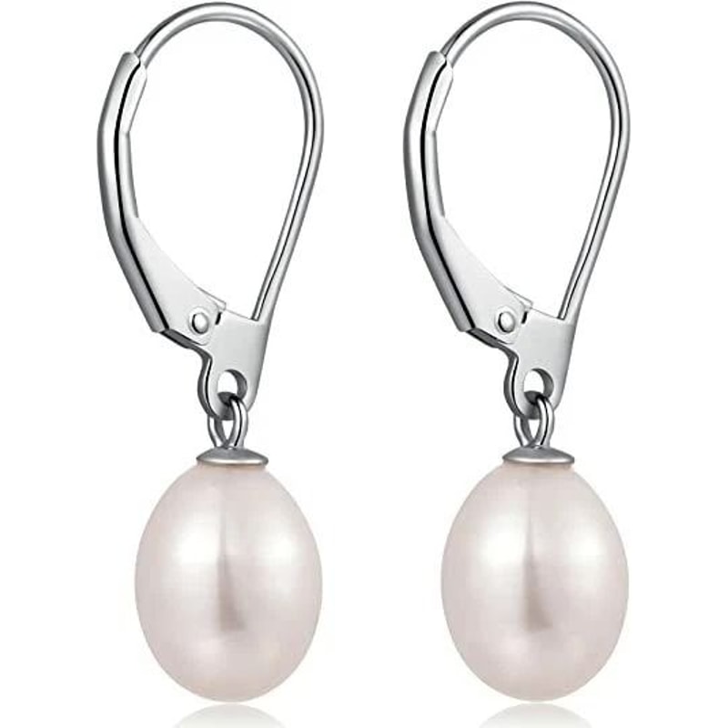 Freshwater Pearls Earrings Sterling Silver Drop Hook Lever Back 3