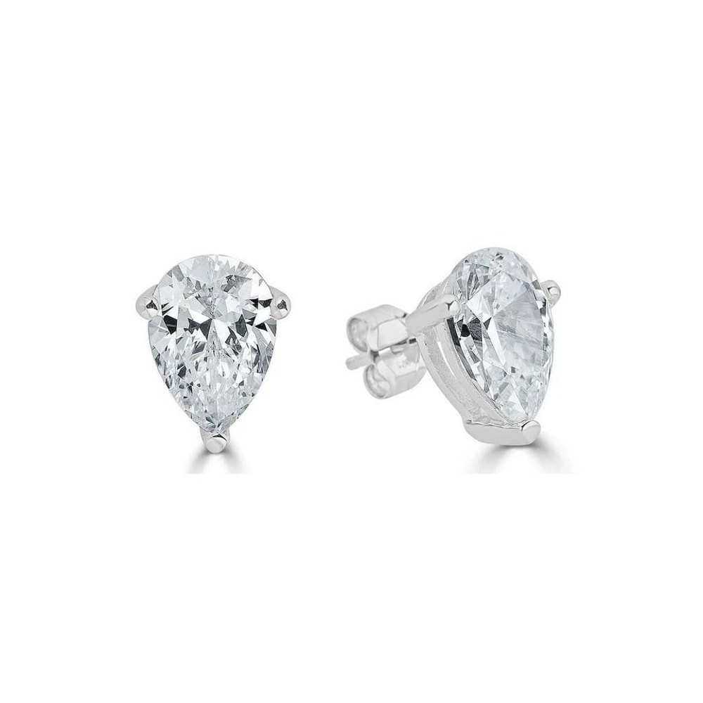 Pear Shaped Cubic Zirconia Stud Earrings Sterling Silver 5mm X 7mm Earrings Elegant Push Style Back 1