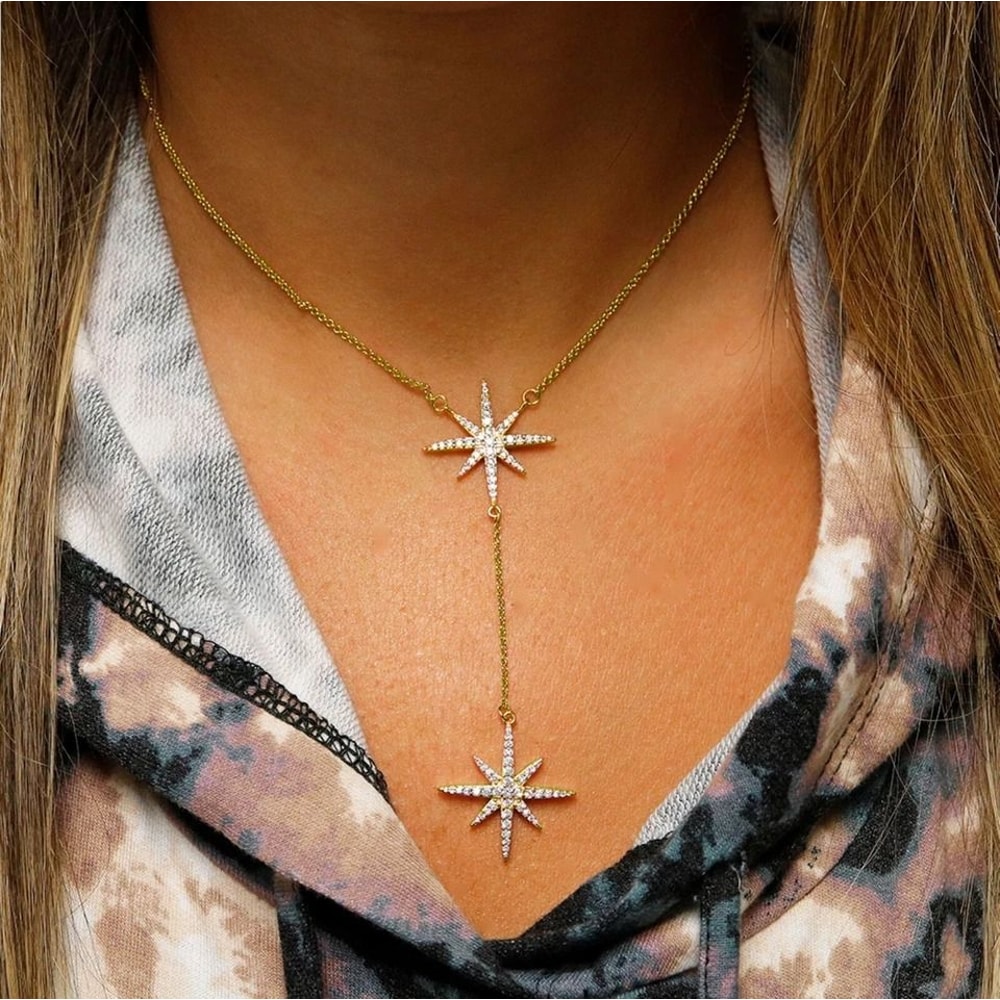 Stunning Gold Plated CZ Starburst Pendant Necklace For Women Elegant Jewelry For Any Occasion Spark 3