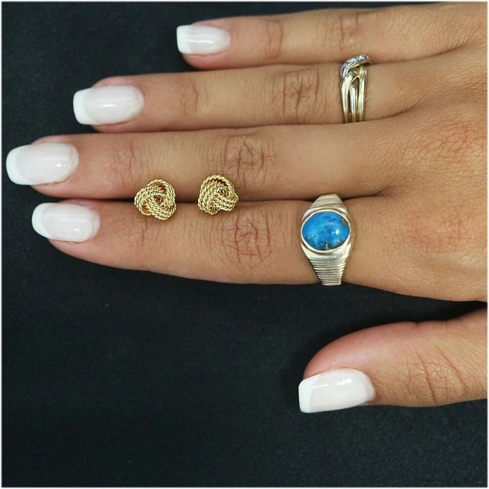 Stunning Solid Sterling Silver Love Knot Stud Earrings For Women Gold Finish Ideal Gift For Anniver 2