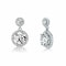 Double Halo Drop Earrings Sterling Silver CZ Round Cut Stud Earrings For Women Swarovski Crystal Je 1