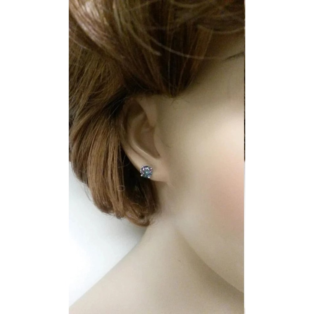 Sterling Silver 6mm Round Mystic Topaz CZ Stud Earrings For Women Classic And Chic Stylish Jewelry 1