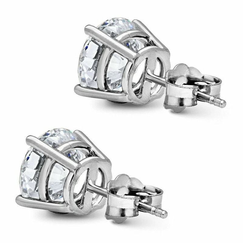 Carat MENS CZ Diamond Stud Earrings Round Brilliant Cut Guys White Gold Filled 1