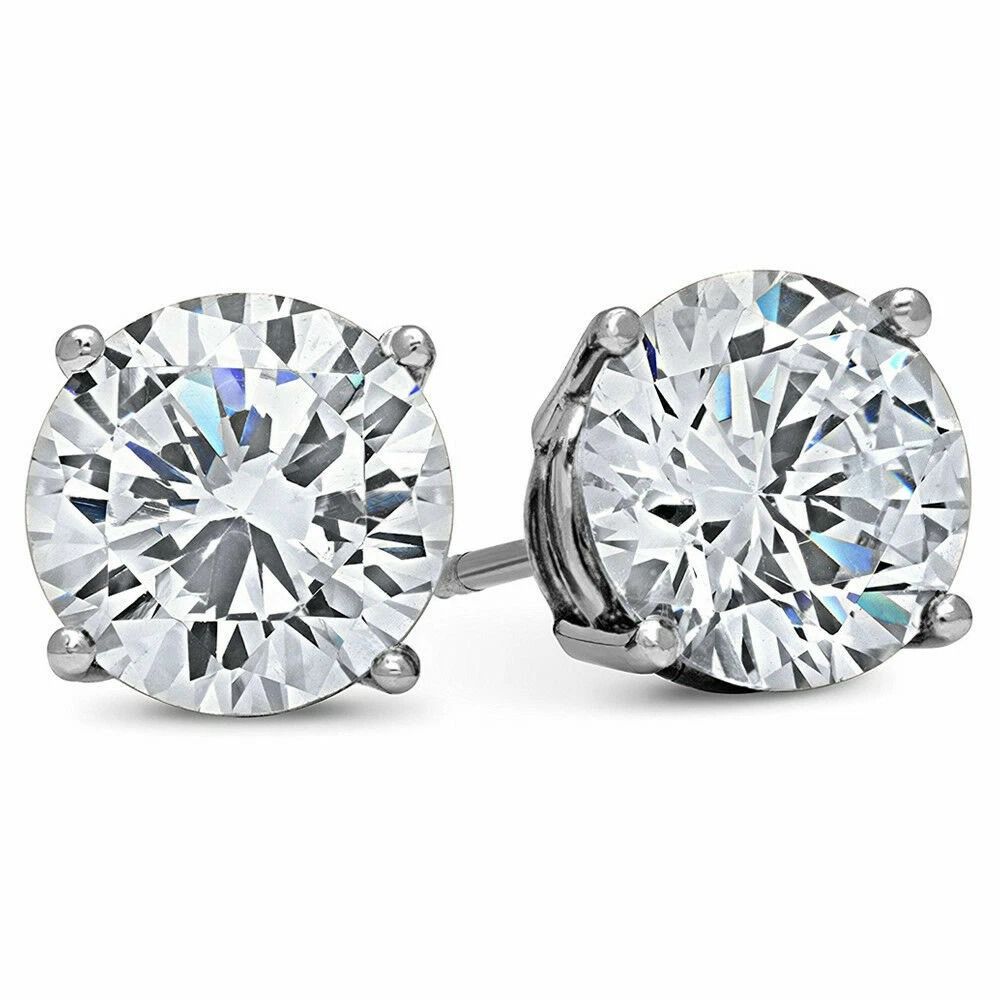 Carat MENS CZ Diamond Stud Earrings Round Brilliant Cut Guys White Gold Filled 0