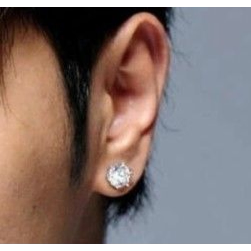 Carat MENS CZ Diamond Stud Earrings Round Brilliant Cut Guys White Gold Filled 3