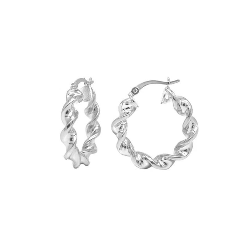 Solid Sterling Silver Twisted Hoop Earrings Sterling Silver Huggie Earrings For Women Gold Or Rose 0
