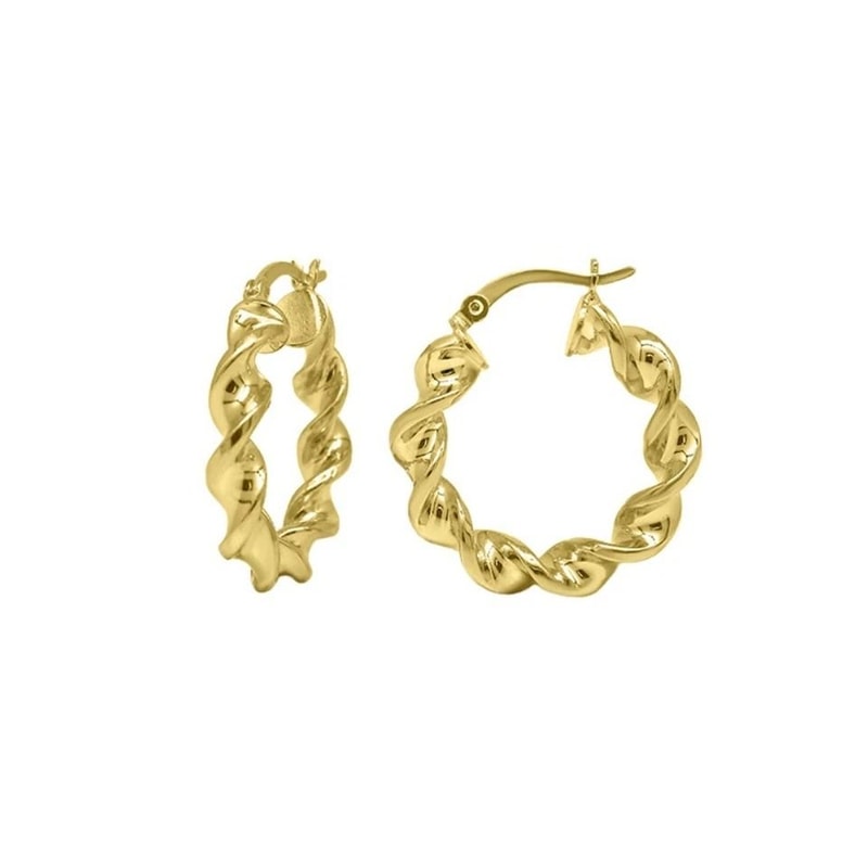 Solid Sterling Silver Twisted Hoop Earrings Sterling Silver Huggie Earrings For Women Gold Or Rose 1