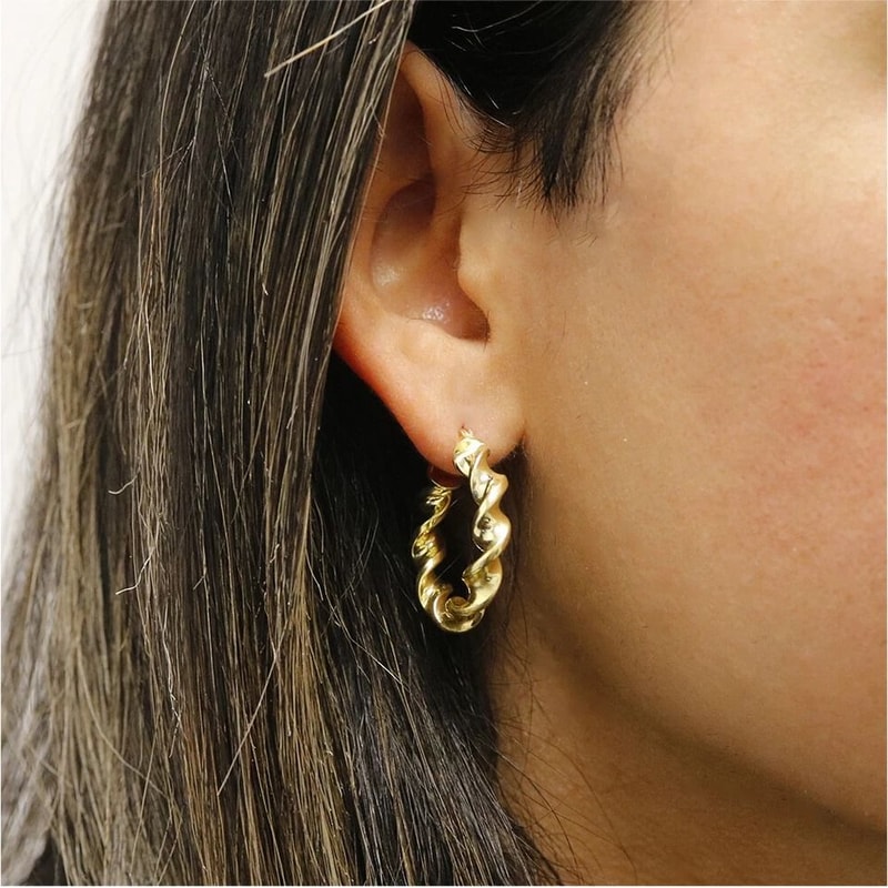 Solid Sterling Silver Twisted Hoop Earrings Sterling Silver Huggie Earrings For Women Gold Or Rose 5