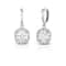 Sterling Silver Drop Dangle Earrings Princess Cut Halo Leverback With AAA Cubic Zirconia Stones CTT 0